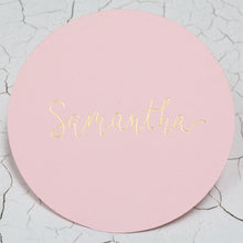 Round Handwritten Personalised Place Card with Gold foil