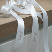 Just Married - Mr and Mrs - Bride and Groom Handwritten Hot Foiled Satin Ribbon Bow