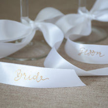 Handwritten Personalised Satin Ribbon Bow Placecard for Weddings and Events