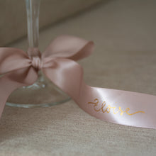 Handwritten Personalised Satin Ribbon Bow Placecard for Weddings and Events