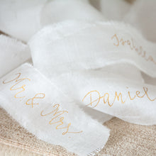 Handwritten Silk Ribbon Place Card for Weddings and Events