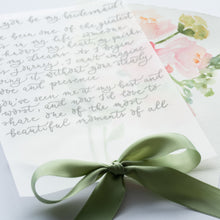 Custom Calligraphy Letter on Vellum with Watercolour Background