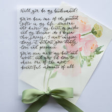 Custom Calligraphy Letter on Vellum with Watercolour Background