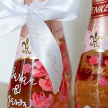 Hand Painted Champagne Bottle with Hot Foiled Ribbon