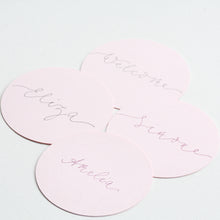 Round Handwritten Personalised Place Card