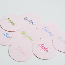 Round Handwritten Personalised Place Card
