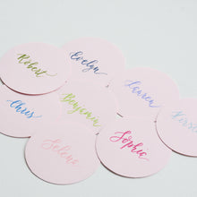 Round Handwritten Personalised Place Card