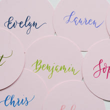 Round Handwritten Personalised Place Card