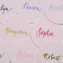 Round Handwritten Personalised Place Card