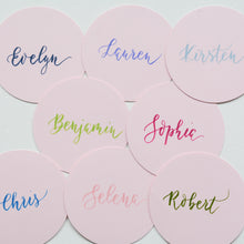 Round Handwritten Personalised Place Card