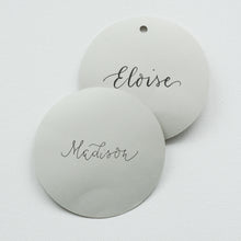 Round Handwritten Personalised Place Card