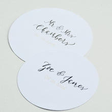 Round Handwritten Personalised Place Card