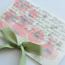 Custom Calligraphy Letter on Vellum with Watercolour Background