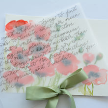 Custom Calligraphy Letter on Vellum with Watercolour Background