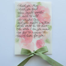 Custom Calligraphy Letter on Vellum with Watercolour Background