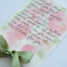 Custom Calligraphy Letter on Vellum with Watercolour Background