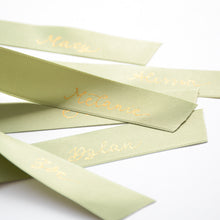 Handwritten Personalised Satin Ribbon Bow Placecard for Weddings and Events