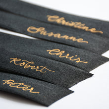 Handwritten Personalised Satin Ribbon Bow Placecard for Weddings and Events