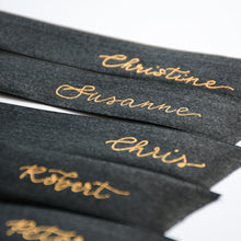 Handwritten Personalised Satin Ribbon Bow Placecard for Weddings and Events