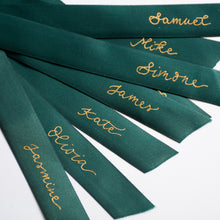 Handwritten Personalised Satin Ribbon Bow Placecard for Weddings and Events