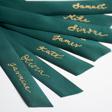 Handwritten Personalised Satin Ribbon Bow Placecard for Weddings and Events