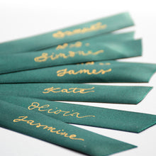 Handwritten Personalised Satin Ribbon Bow Placecard for Weddings and Events
