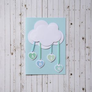 3D Baby Announcement Card - Raindrops