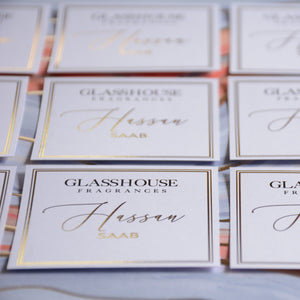 Glasshouse Personalised Candle Tag White Background - BIG Candle box (not a sticker)