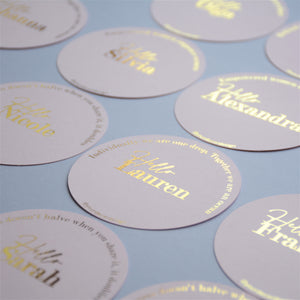 Personalised Foiled Round Place Card