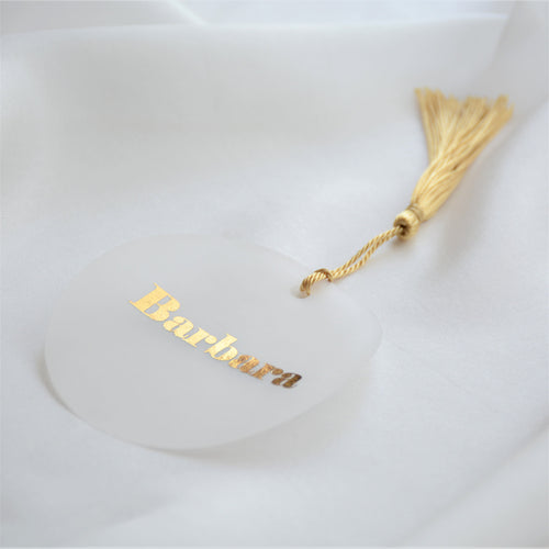 Personalised Foiled Round Vellum Place Card with Tassel