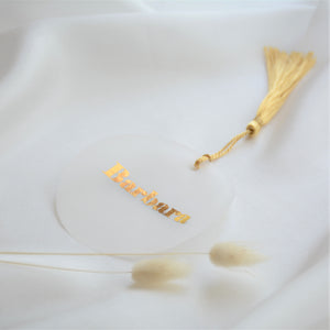Personalised Foiled Round Vellum Place Card with Tassel