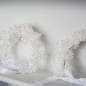 White Hydrangea Preserved Flower Crown - Medium