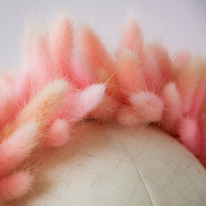 Pink Bunny Tails Dried Flower Headband - Large
