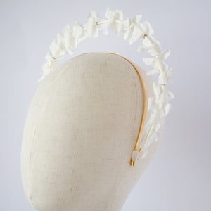 White Preserved Eucalyptus Double Flower Headband