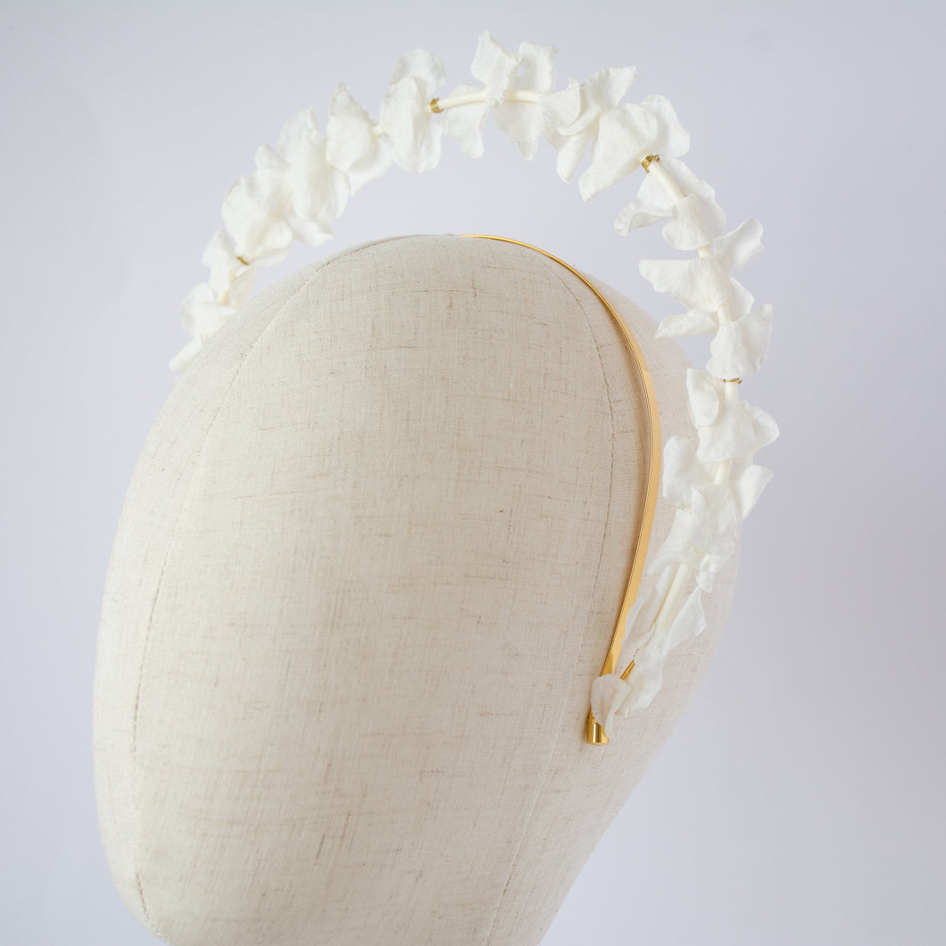 White Preserved Eucalyptus Double Flower Headband