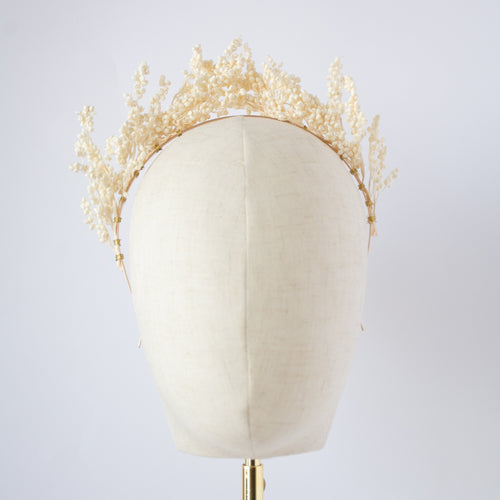 Cream Sorgum Preserved Flower Headband - Large