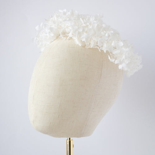 White Hydrangea Preserved Flower Crown - Medium