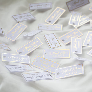 Personalised Rectangle Foiled Swing Tag 2 cm x 4.5 cm (220-250 gsm)