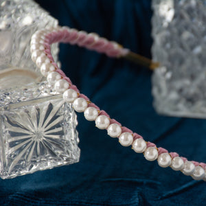 Glass Pearl Headband with Velvet Ribbon
