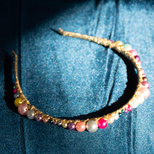 Colourful Beads Headband with Gold Yarn