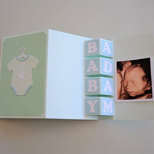 3D Baby Announcement Card - Baby Cubes