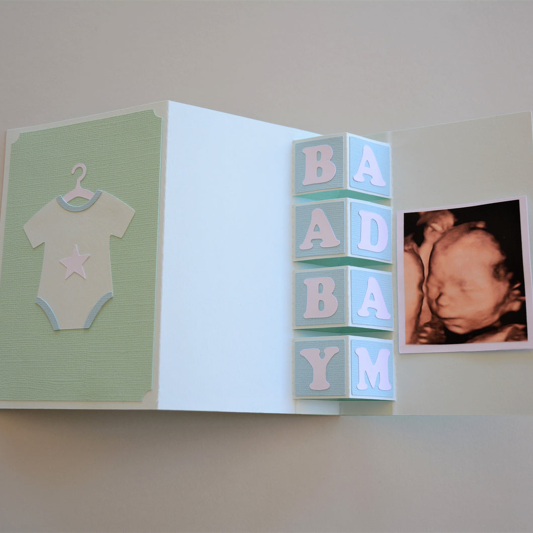 3D Baby Announcement Card - Baby Cubes