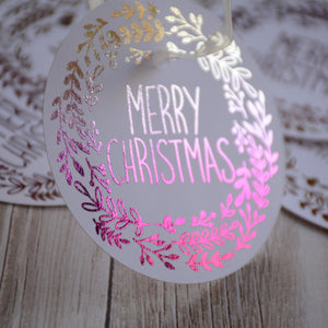 Personalised Round Ombre Foiled Christmas swing tag (220-250 gsm)