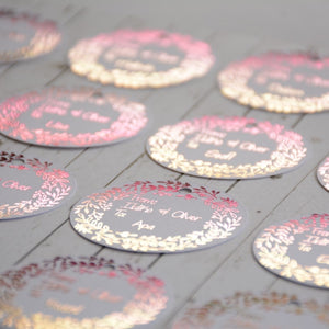 Personalised Round Ombre Foiled Christmas swing tag (220-250 gsm)
