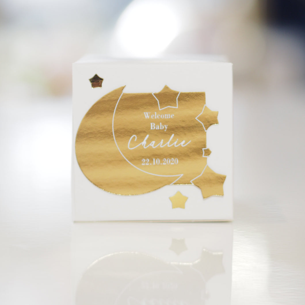 Free Form Glasshouse Personalised Candle Tag GOLD Background (not a sticker)