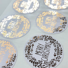 Round Merry Christmas Foiled Sticker Sheet (Glossy Off White)